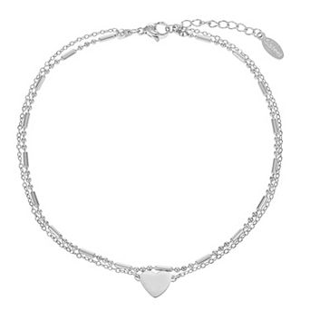 City Luxe Waterproof Stainless Steel Heart Anklet