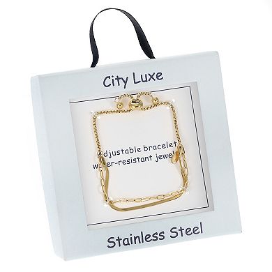 City Luxe Waterproof Gold Tone Adjustable Bolo Bracelet