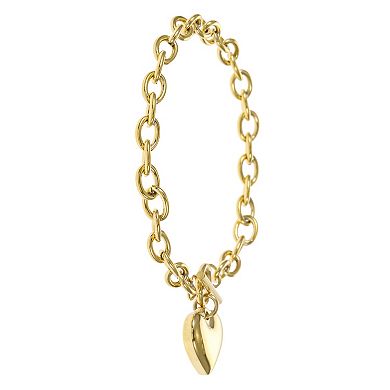 City Luxe Stainless Steel Toggle Heart Bracelet