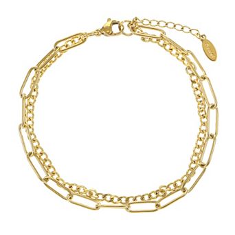 City Luxe Waterproof Gold Tone Duo Chain Bracelet