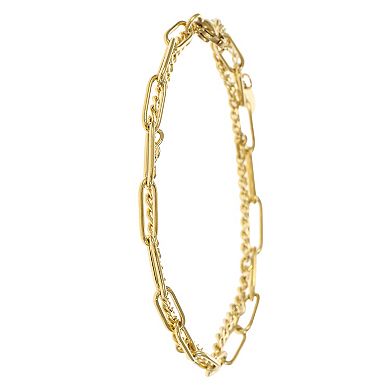 City Luxe Waterproof Gold Tone Duo Chain Bracelet