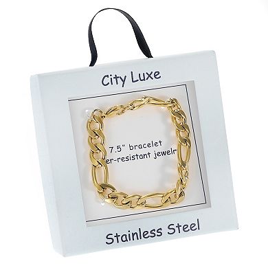City Luxe Waterproof Gold Tone Chain Bracelet