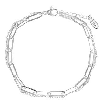 City Luxe Waterproof Silver Tone Duo Chain Bracelet