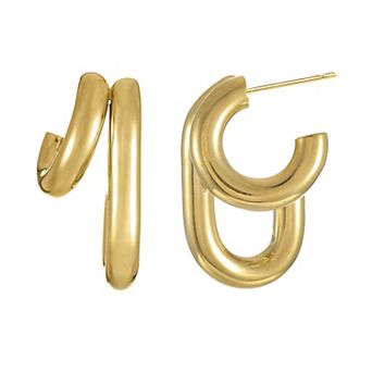 City Luxe Waterproof Gold Tone Half Hoop Mix Earrings