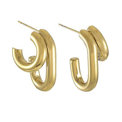 City Luxe Waterproof Gold Tone Half Hoop Mix Earrings