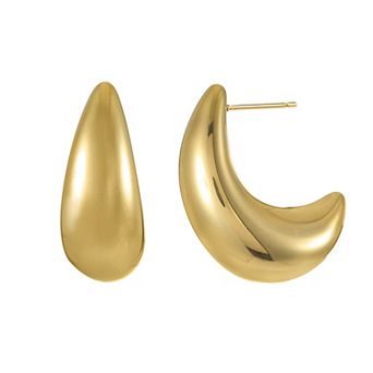 City Luxe Waterproof Gold Tone Large Chunky Hoop Earrings