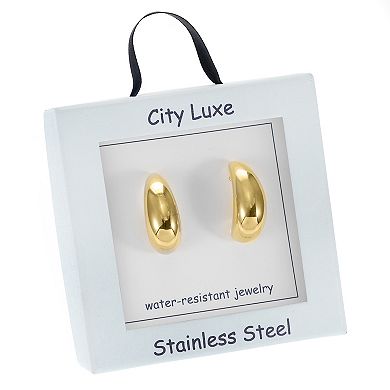 City Luxe Waterproof Gold Tone Large Chunky Hoop Earrings