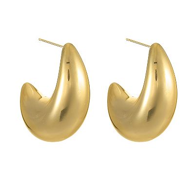 City Luxe Waterproof Gold Tone Large Chunky Hoop Earrings