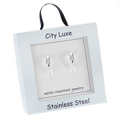 City Luxe Waterproof Stainless Steel Hoop Earrings