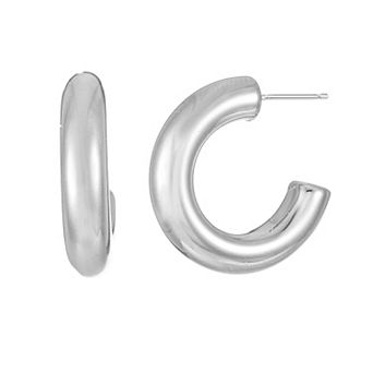 City Luxe Waterproof Stainless Steel Hoop Earrings
