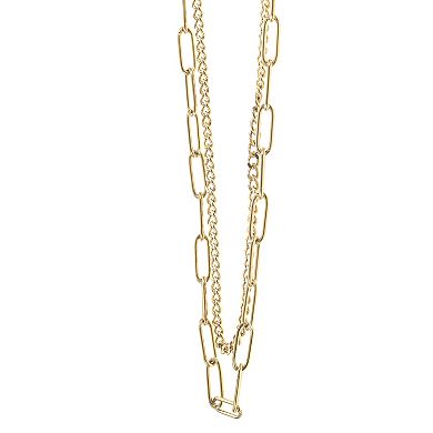 City Luxe Waterproof Gold Tone Duo Chain Necklace