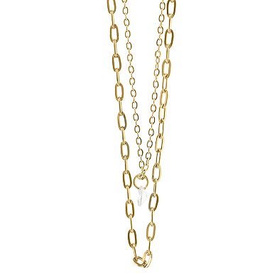 City Luxe Waterproof Gold Tone Duo Chain Cubic Zirconia Necklace