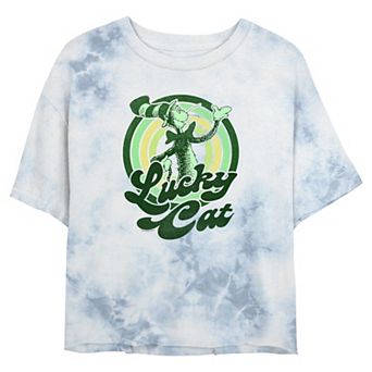 Juniors' Dr. Seuss The Cat In The Hat Lucky Cat Cropped Graphic Tee