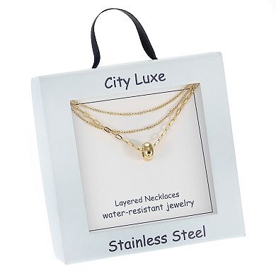 City Luxe Waterproof Gold Tone Multi-Chain Necklace