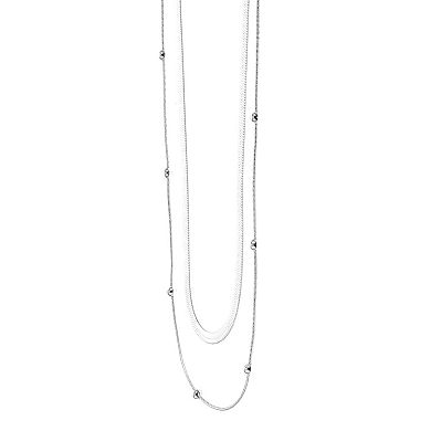 City Luxe Waterproof Silver Tone Duo Chain Necklace