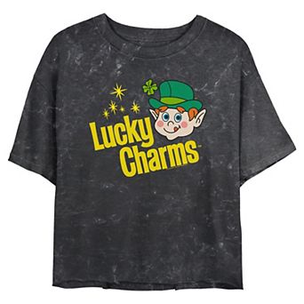 Juniors' Lucky Charms Vintage Logo Cropped Graphic Tee