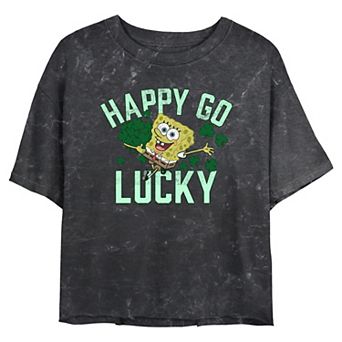 Juniors' Nickelodeon SpongeBob SquarePants Happy Go Lucky Cropped Graphic Tee