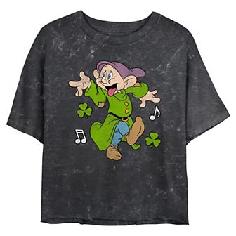 Disney's Snow White And The Seven Dwarfs Dopey Irish Jig Dance Juniors' Cropped Graphic Tee