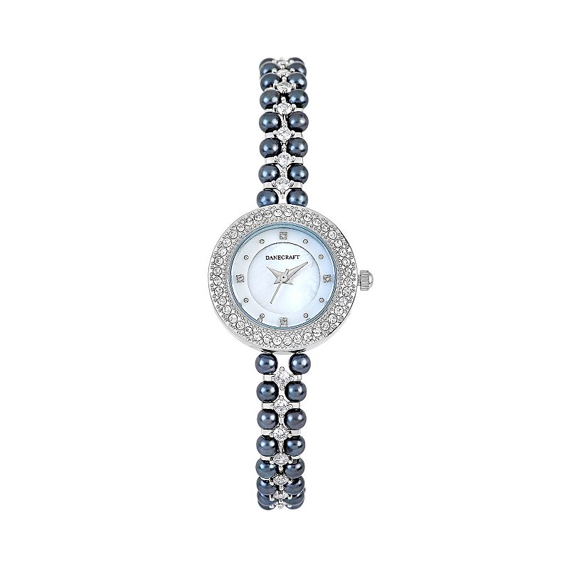 Danecraft Women's Gold Plated Circle Watch, Size: 25MM, Silver Tone Black
