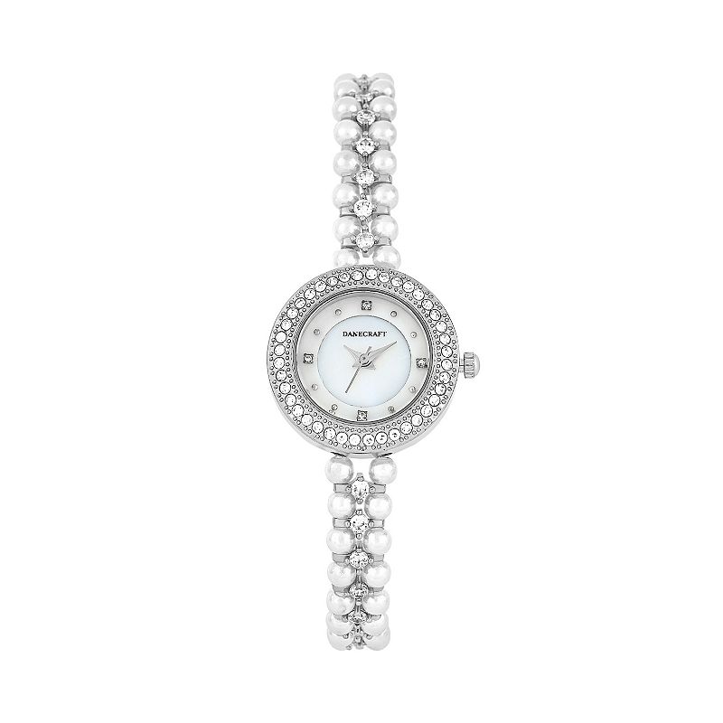 Danecraft Women's Gold Plated Circle Watch, Size: 25MM, Silver Tone White