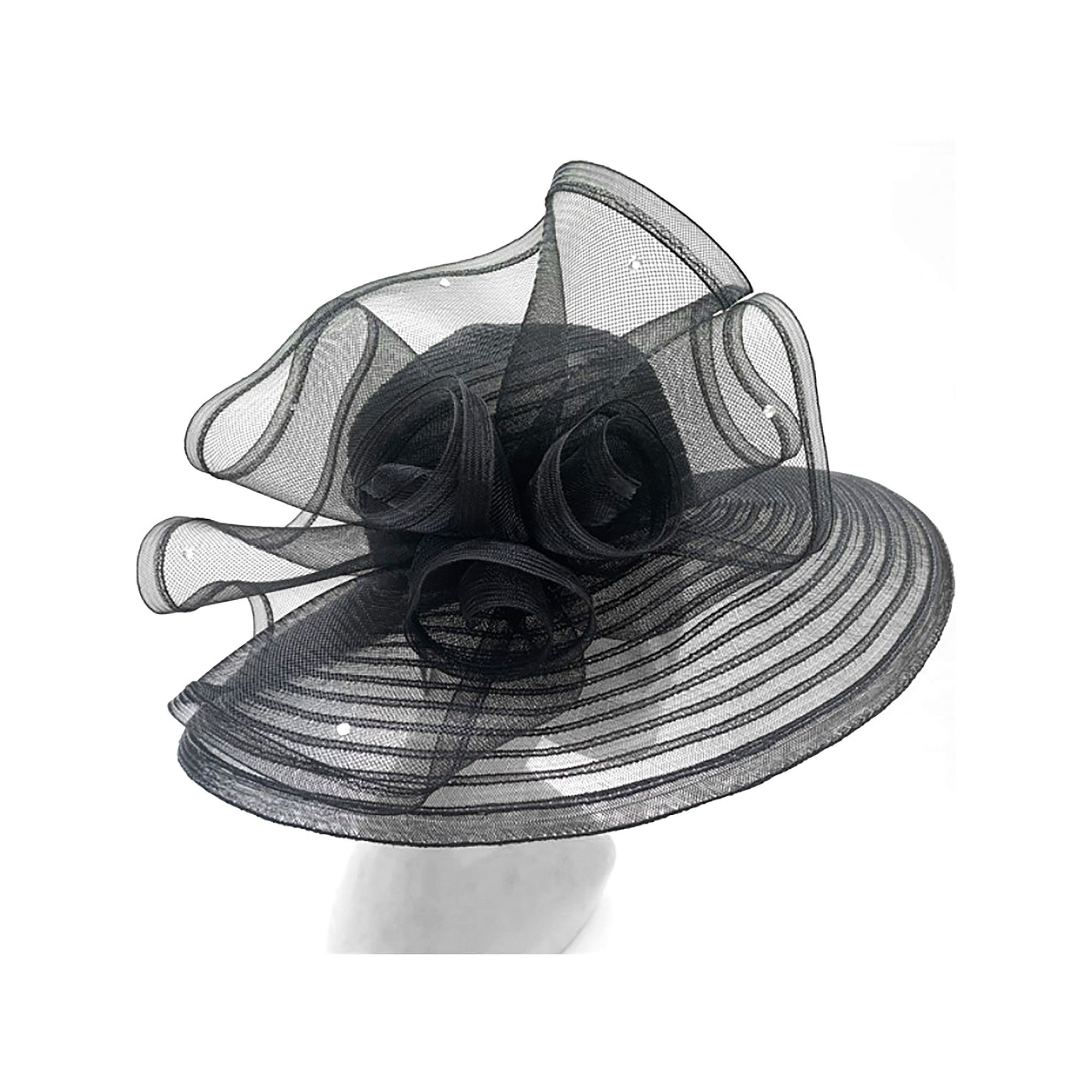 Womens Bellisima Sheer Wide-Brim Hat, Black