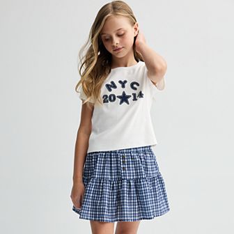 Girls 7-16 Speechless 2 pc Graphic Tee & Plaid Skirt Set