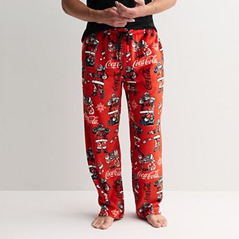 Men's Classic Coke Santa Poses Allover Plush Fleece Pajama Pants
