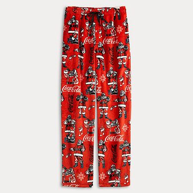 Men's Classic Coke Santa Poses Allover Plush Fleece Pajama Pants