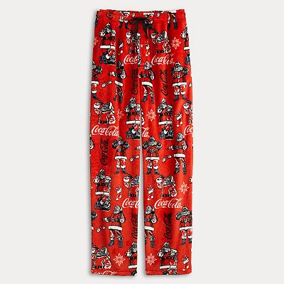 Men's Classic Coke Santa Poses Allover Plush Fleece Pajama Pants