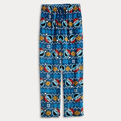 Men's Santa Cookie Monster Fair Isle Plush Fleece Pajama Pants