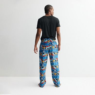 Men's Santa Cookie Monster Fair Isle Plush Fleece Pajama Pants