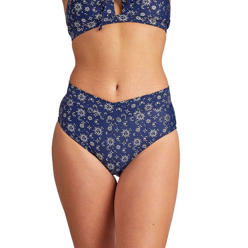 Juniors' Cyn & Luca Celestial Veronica V-Front Hip Minimizer Bikini Bottoms, Women's, Size: XL, Blue