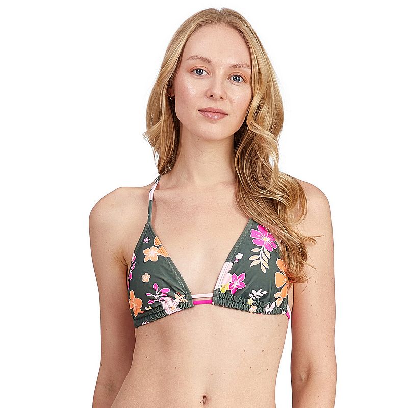 Juniors' Cyn & Luca Tropical Tess Triangle Bikini Top, Women's, Size: Small, Green