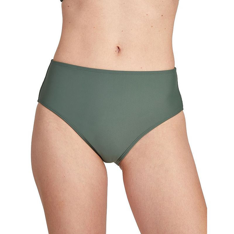 Juniors' Cyn & Luca Solid Hannah High-Waist Bikini Bottoms, Women's, Size: Medium, Green