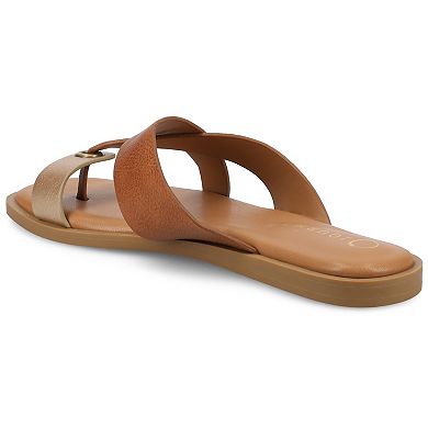 Journee Women's Prizzie Multi Strap Toe Ring Flat Sandals