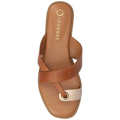 Journee Women's Prizzie Multi Strap Toe Ring Flat Sandals