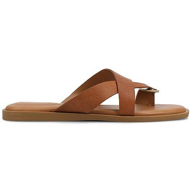 Journee Women's Prizzie Multi Strap Toe Ring Flat Sandals