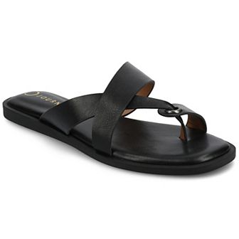 Journee Women's Prizzie Multi Strap Toe Ring Flat Sandals