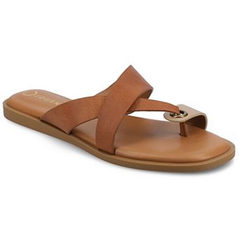 Journee Women's Prizzie Multi Strap Toe Ring Flat Sandals