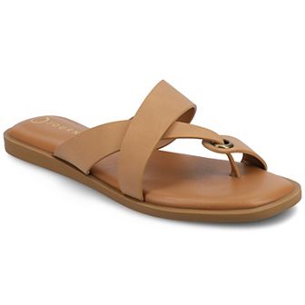 Journee Women's Prizzie Multi Strap Toe Ring Flat Sandals