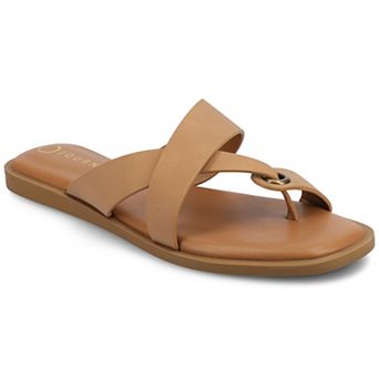 Journee Women's Prizzie Multi Strap Toe Ring Flat Sandals