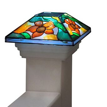 BrylaneHome Floral Mosaic Solar Post Light Cap