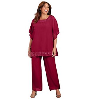 Catherines Women's Plus Size Embellished Poncho