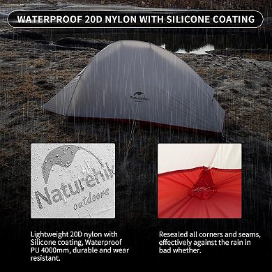 Naturehike Cloud-Up 2 Person Tent Lightweight Backpacking Tent with Footprint - Free Standing