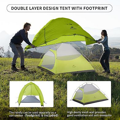 Naturehike Cloud-Up 2 Person Tent Lightweight Backpacking Tent with Footprint - Free Standing