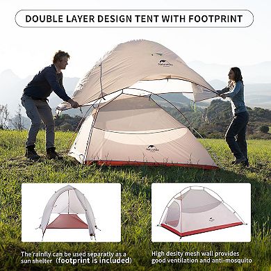 Naturehike Cloud-Up 2 Person Tent Lightweight Backpacking Tent with Footprint - Free Standing