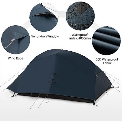 Naturehike Cloud-Up 3 Person Lightweight Backpacking Tent with Footprint Free Standing Dome Tents