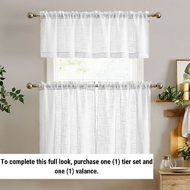 HLC.me Linda Faux Linen Textured Semi Sheer Privacy Light Filtering Transparent Valance Rod Pocket