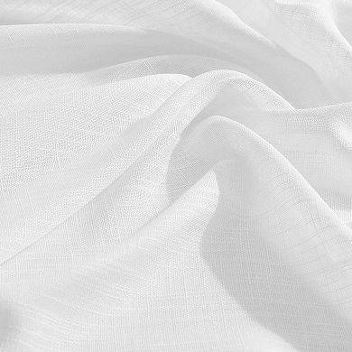 HLC.me Linda Faux Linen Textured Semi Sheer Privacy Light Filtering Transparent Valance Rod Pocket
