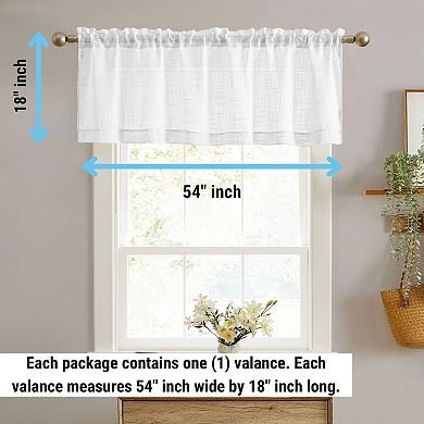 HLC.me Linda Faux Linen Textured Semi Sheer Privacy Light Filtering Transparent Valance Rod Pocket
